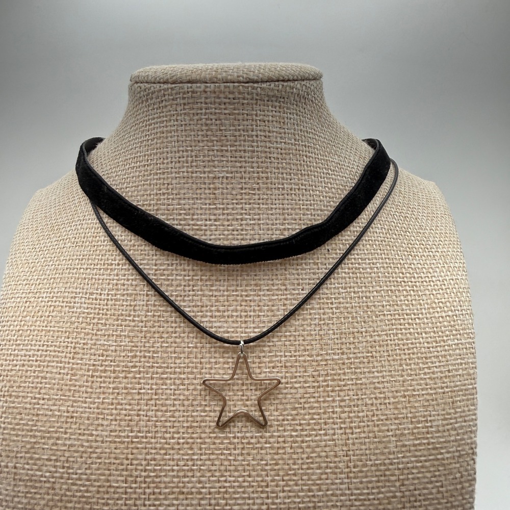 Gothic Velvet Y2K Bella Swan Celestial Star Double Layer Choker OS Black